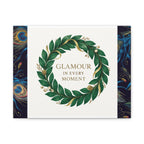 Canvas Wall Art - 'Glamour in Every Moment' Green Laurel Wreath