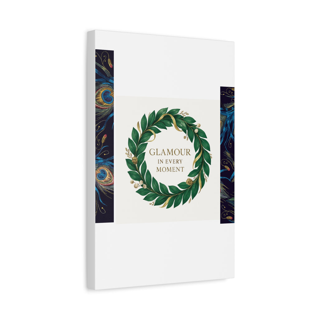 Canvas Wall Art - 'Glamour in Every Moment' Green Laurel Wreath