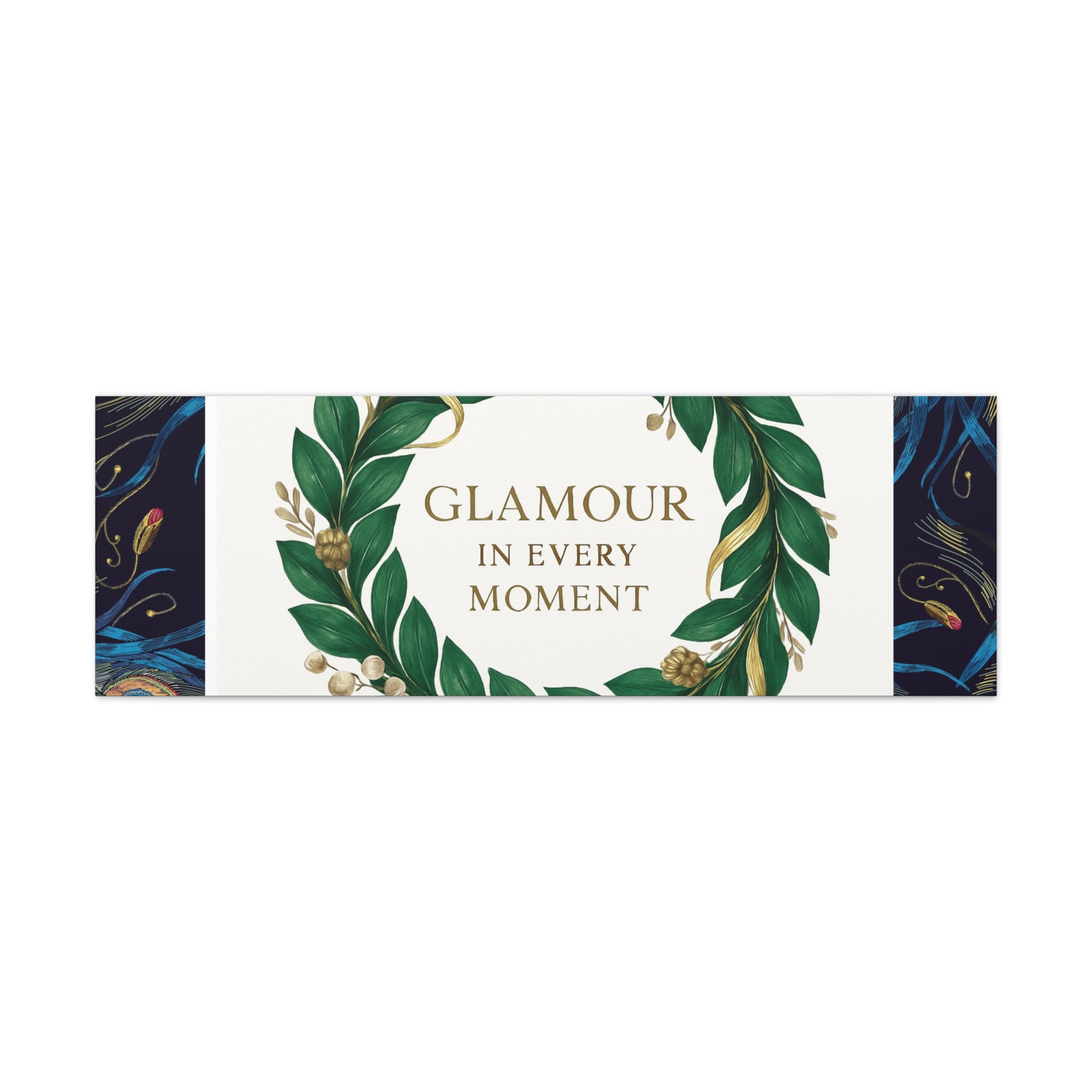 Canvas Wall Art - 'Glamour in Every Moment' Green Laurel Wreath