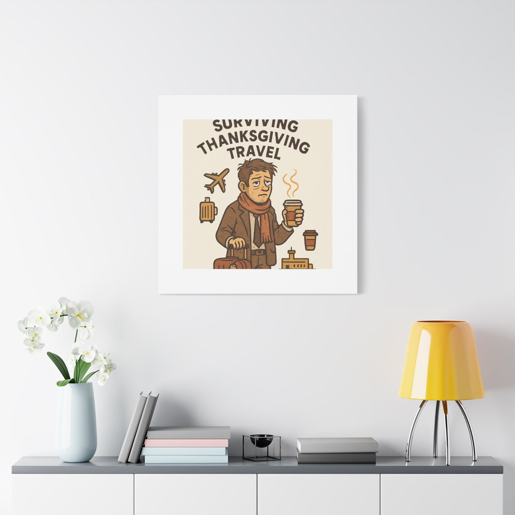 Surviving Thanksgiving Travel Canvas Art — Funny Travel Humor Wall Decor