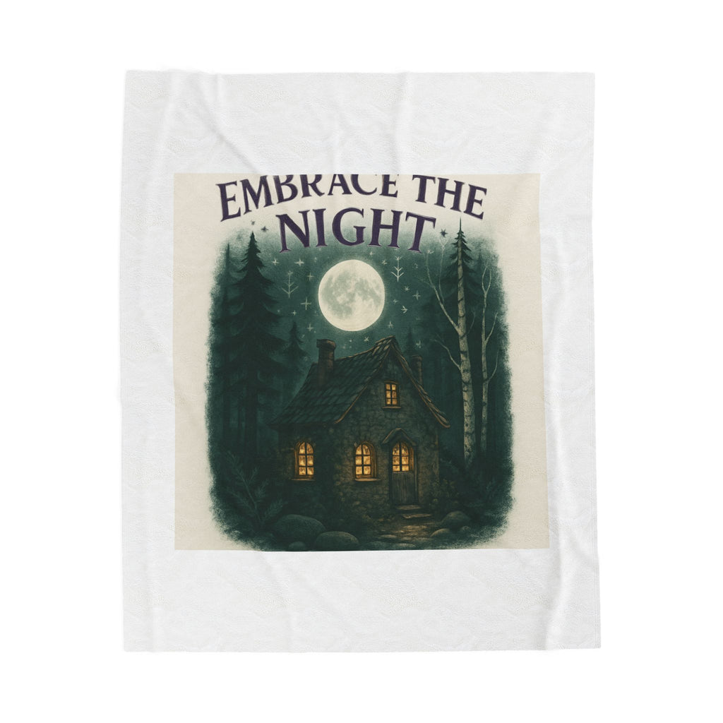 Embrace the Night Velveteen Plush Blanket — Cozy Moonlit Cabin Throw