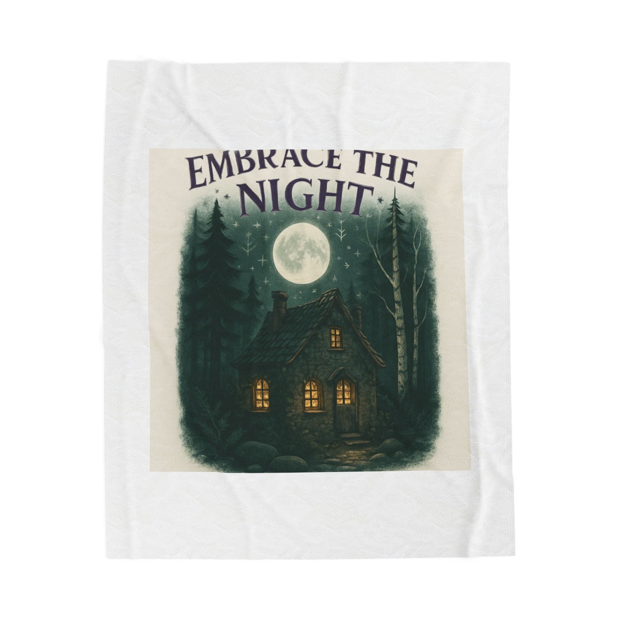 Embrace the Night Velveteen Plush Blanket — Cozy Moonlit Cabin Throw