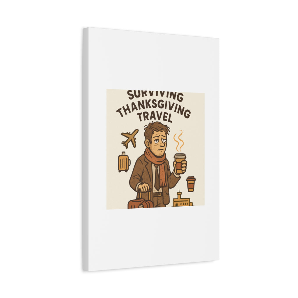 Surviving Thanksgiving Travel Canvas Art — Funny Travel Humor Wall Decor
