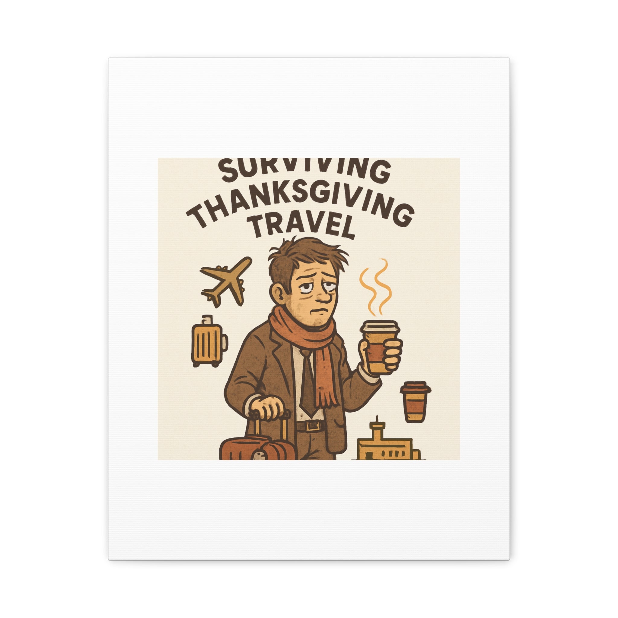Surviving Thanksgiving Travel Canvas Art — Funny Travel Humor Wall Decor