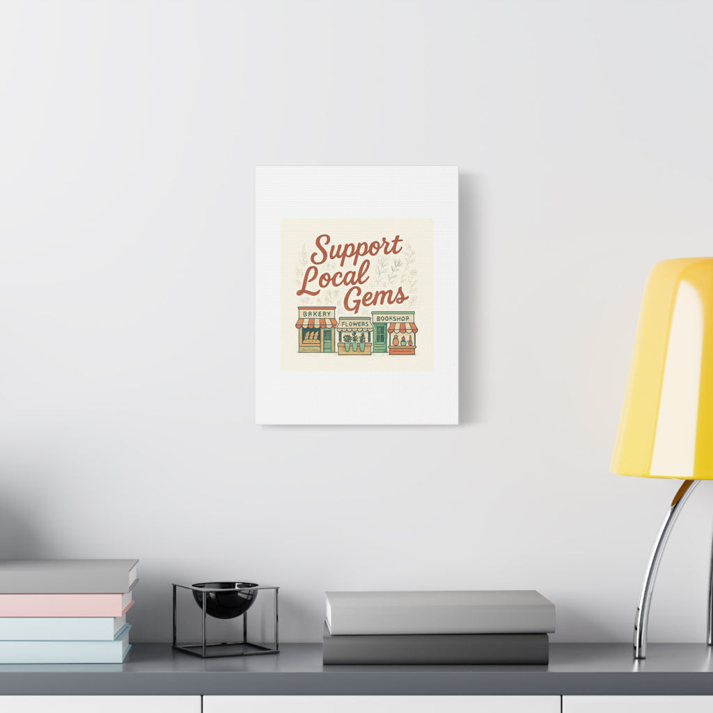 Support Local Gems Canvas Wall Art — Small Business Bakery Flowers Bookshop Print
