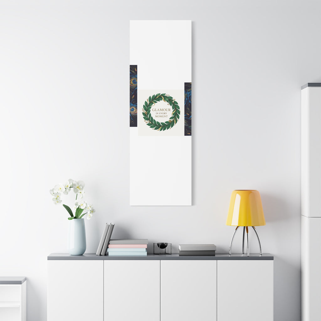 Canvas Wall Art - 'Glamour in Every Moment' Green Laurel Wreath