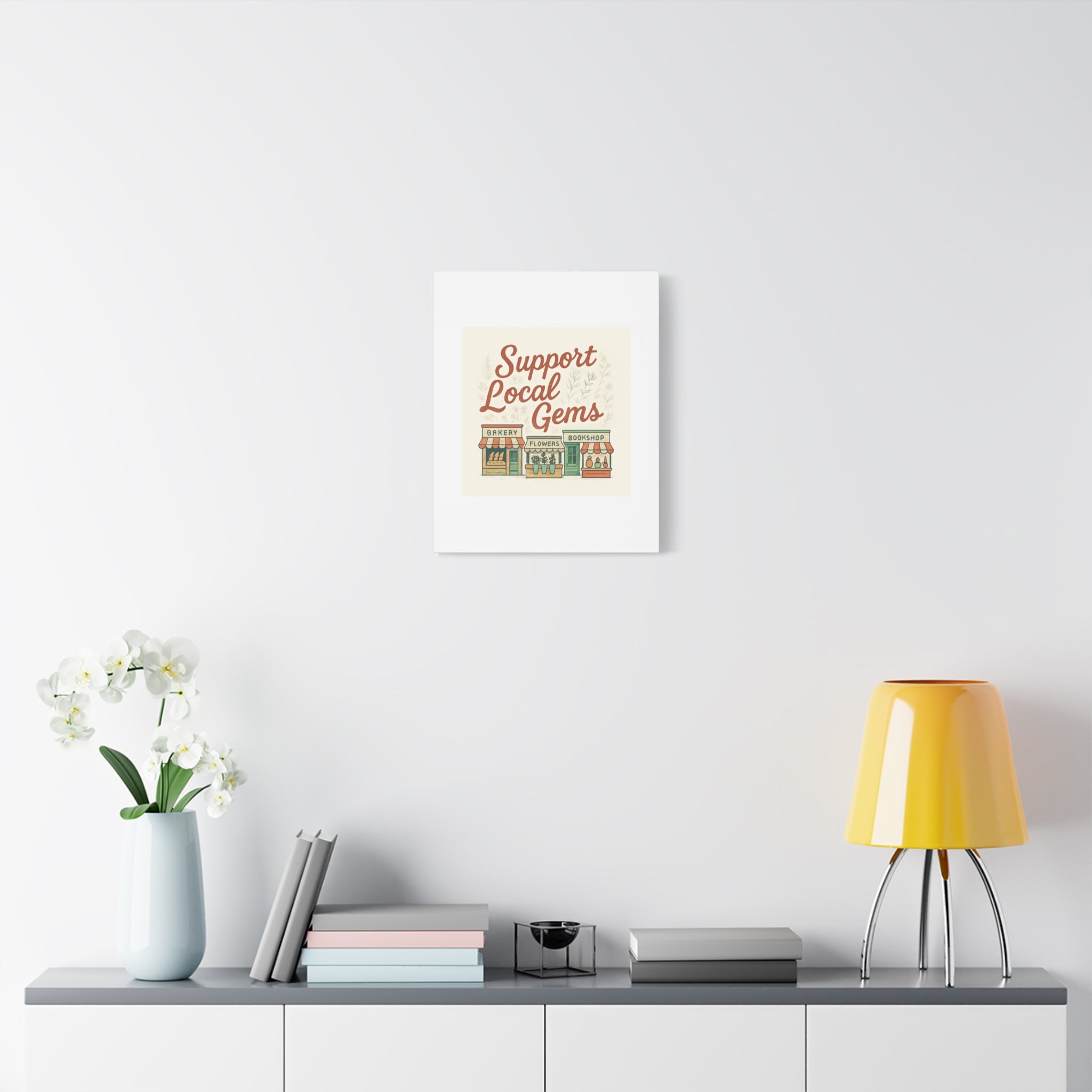 Support Local Gems Canvas Wall Art — Small Business Bakery Flowers Bookshop Print