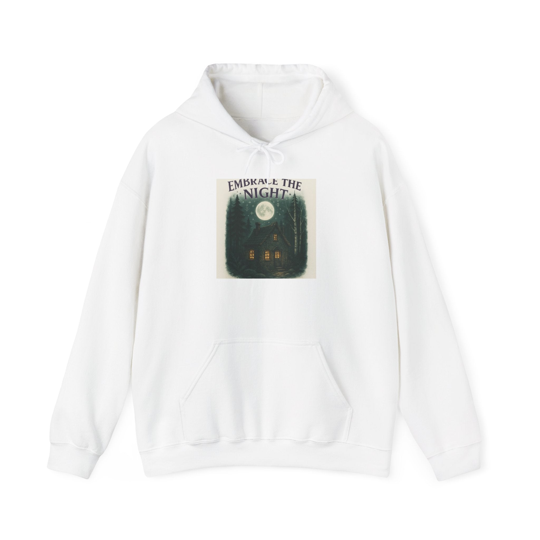 Hoodie — 'Embark on the Night' Moonlit Cabin Graphic Hoodie