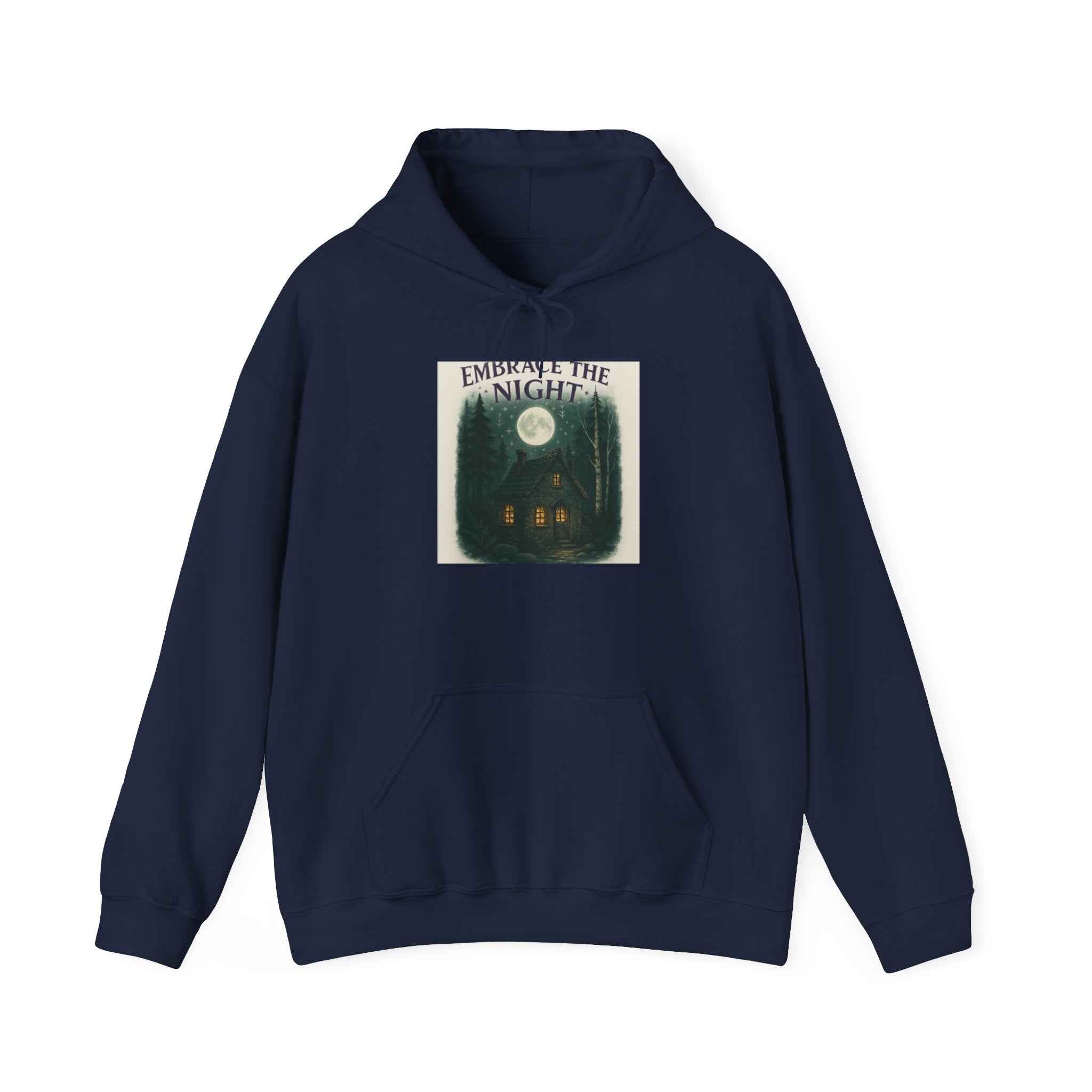 Hoodie — 'Embark on the Night' Moonlit Cabin Graphic Hoodie