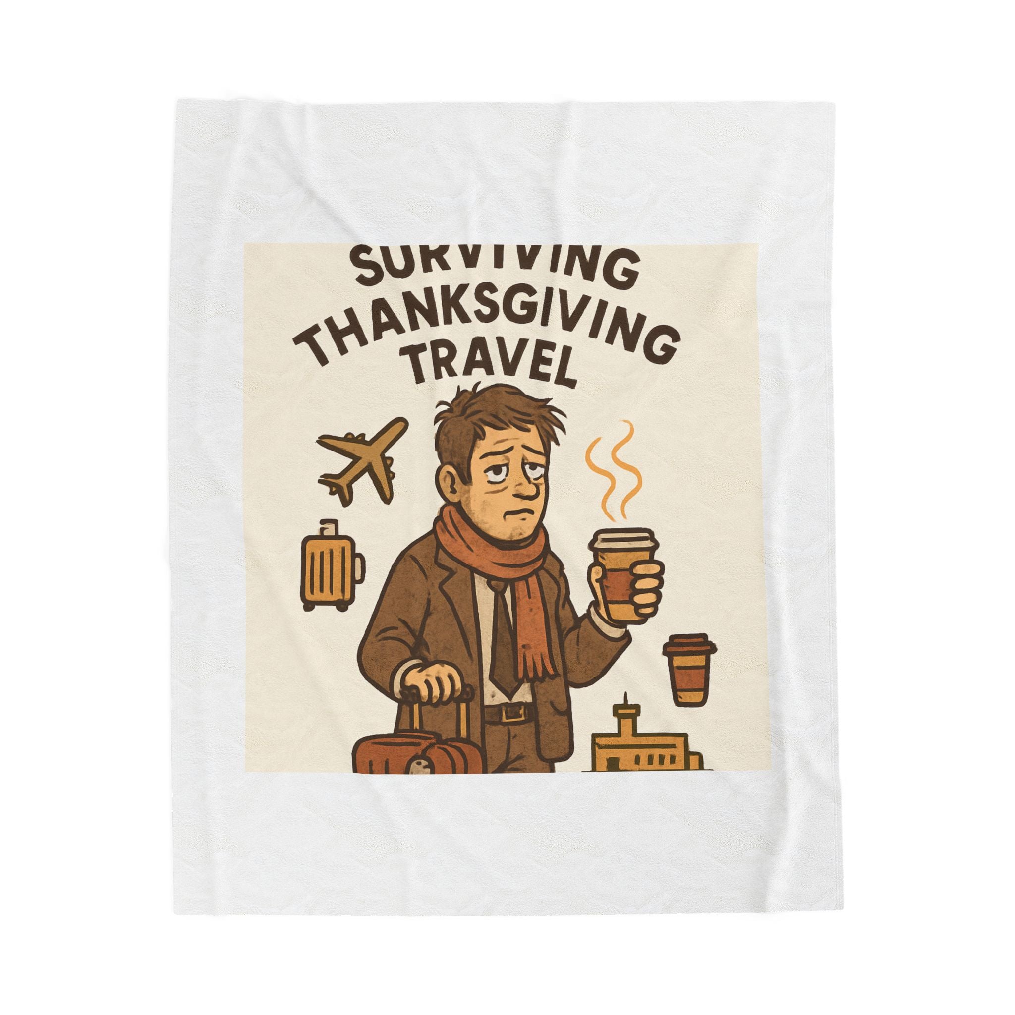 Velveteen Blanket — "Surviving Thanksgiving Travel" Cozy Holiday Travel Throw
