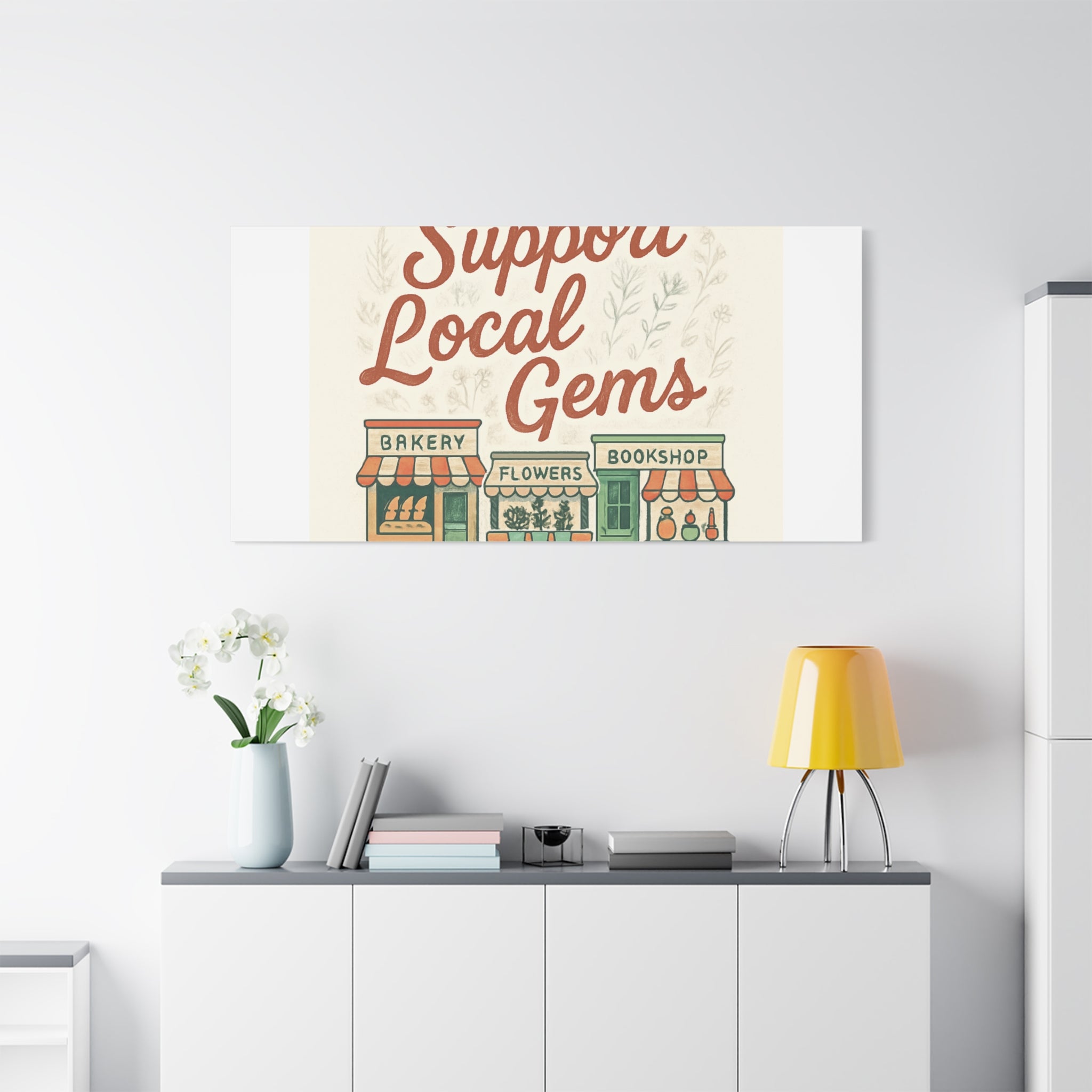 Support Local Gems Canvas Wall Art — Small Business Bakery Flowers Bookshop Print