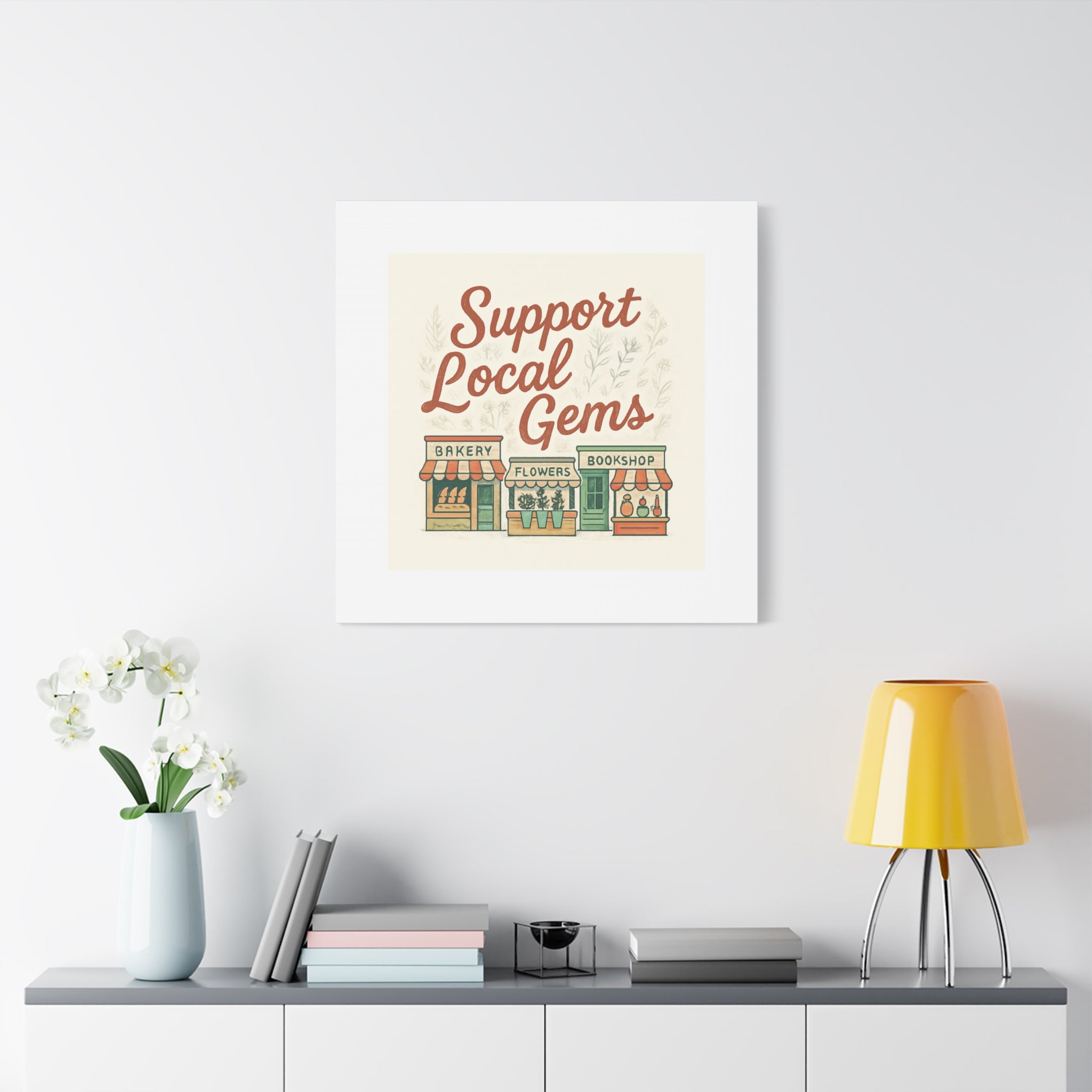 Support Local Gems Canvas Wall Art — Small Business Bakery Flowers Bookshop Print