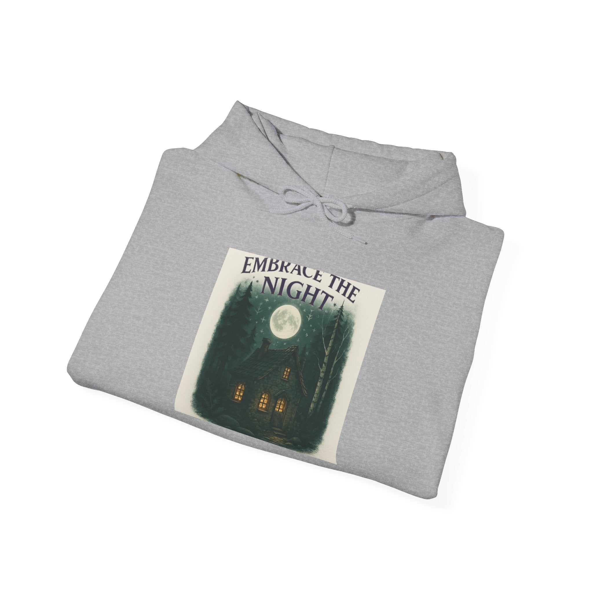 Hoodie — 'Embark on the Night' Moonlit Cabin Graphic Hoodie
