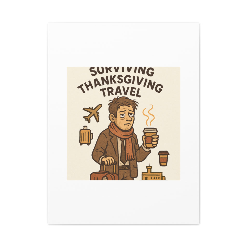 Surviving Thanksgiving Travel Canvas Art — Funny Travel Humor Wall Decor