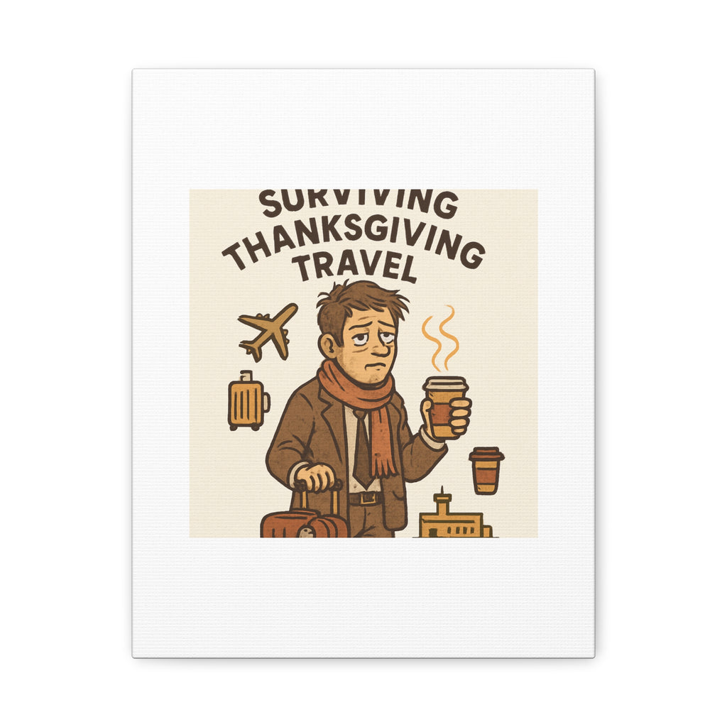 Surviving Thanksgiving Travel Canvas Art — Funny Travel Humor Wall Decor