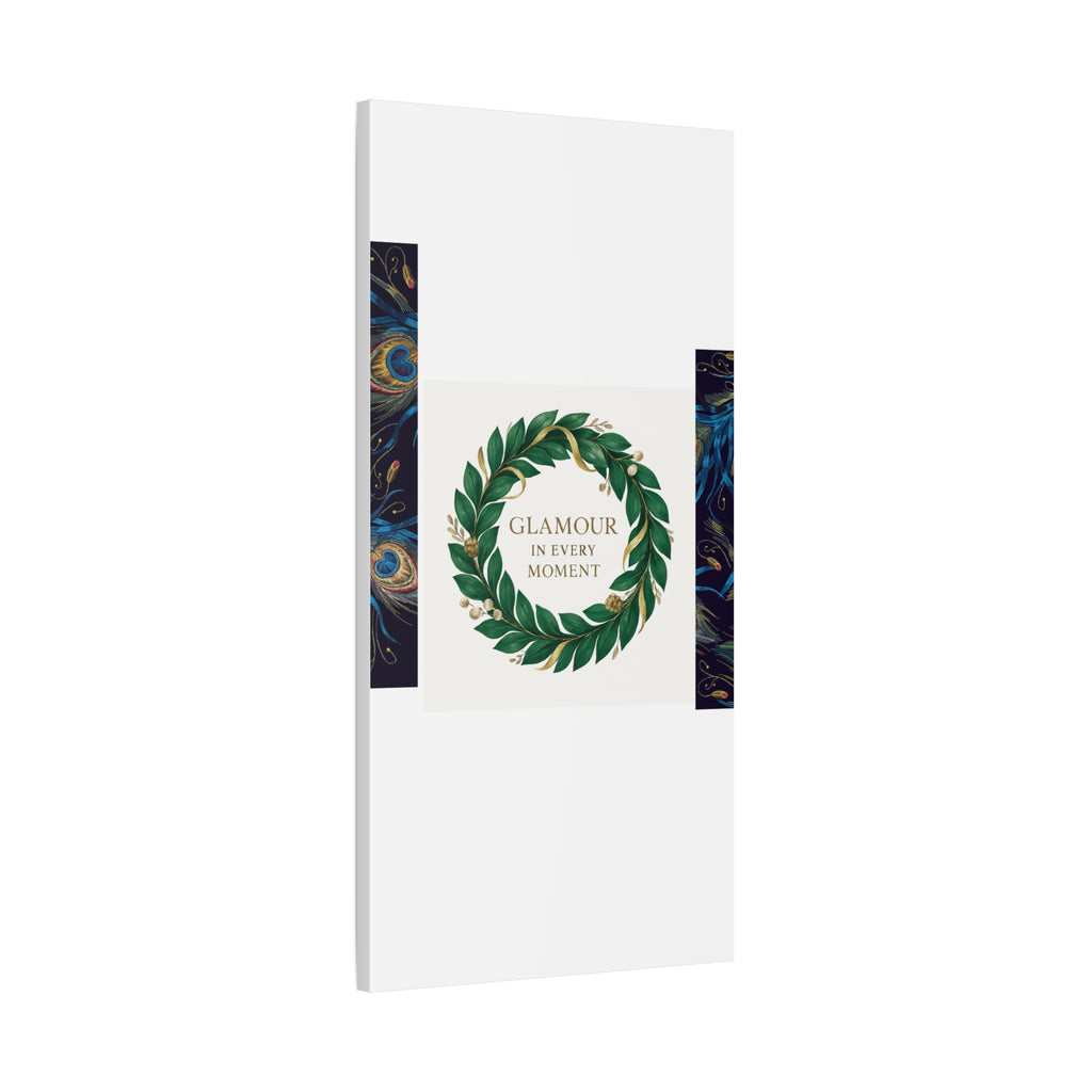 Canvas Wall Art - 'Glamour in Every Moment' Green Laurel Wreath
