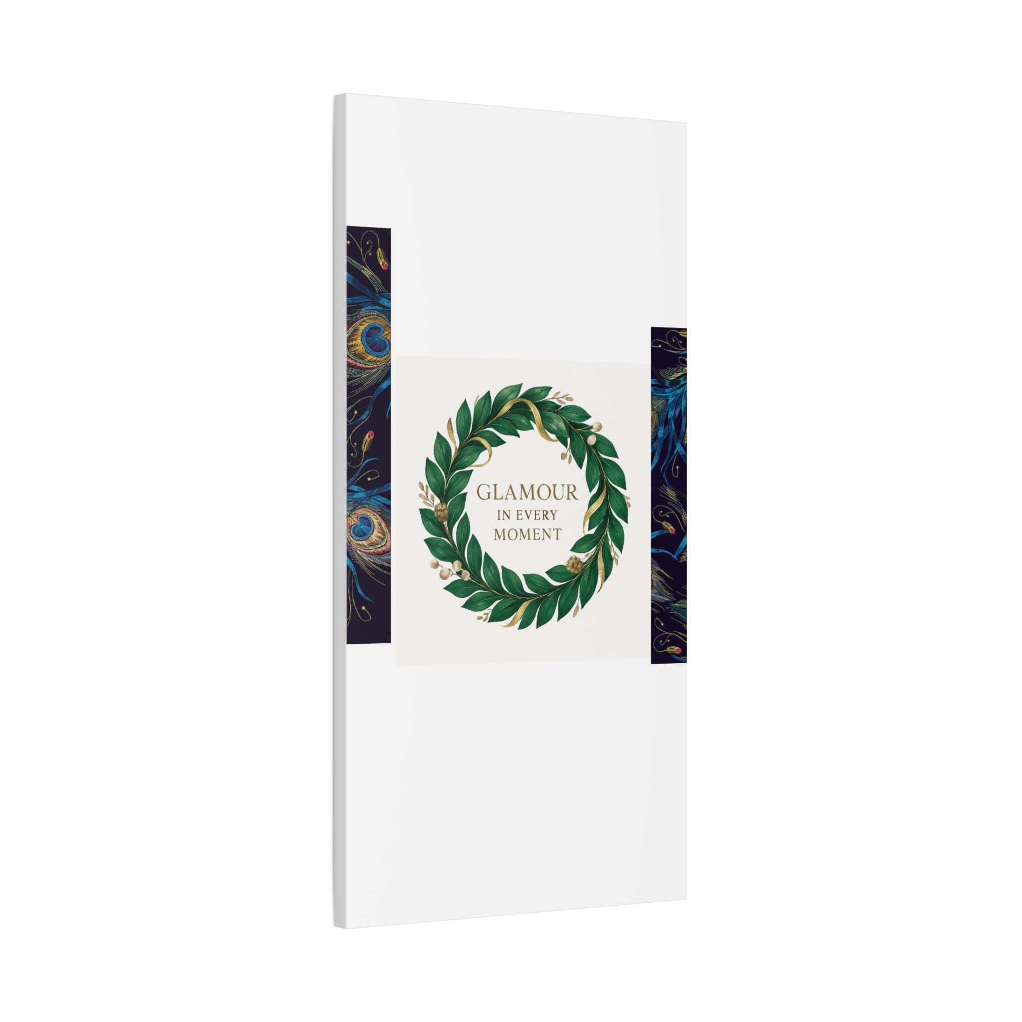 Canvas Wall Art - 'Glamour in Every Moment' Green Laurel Wreath