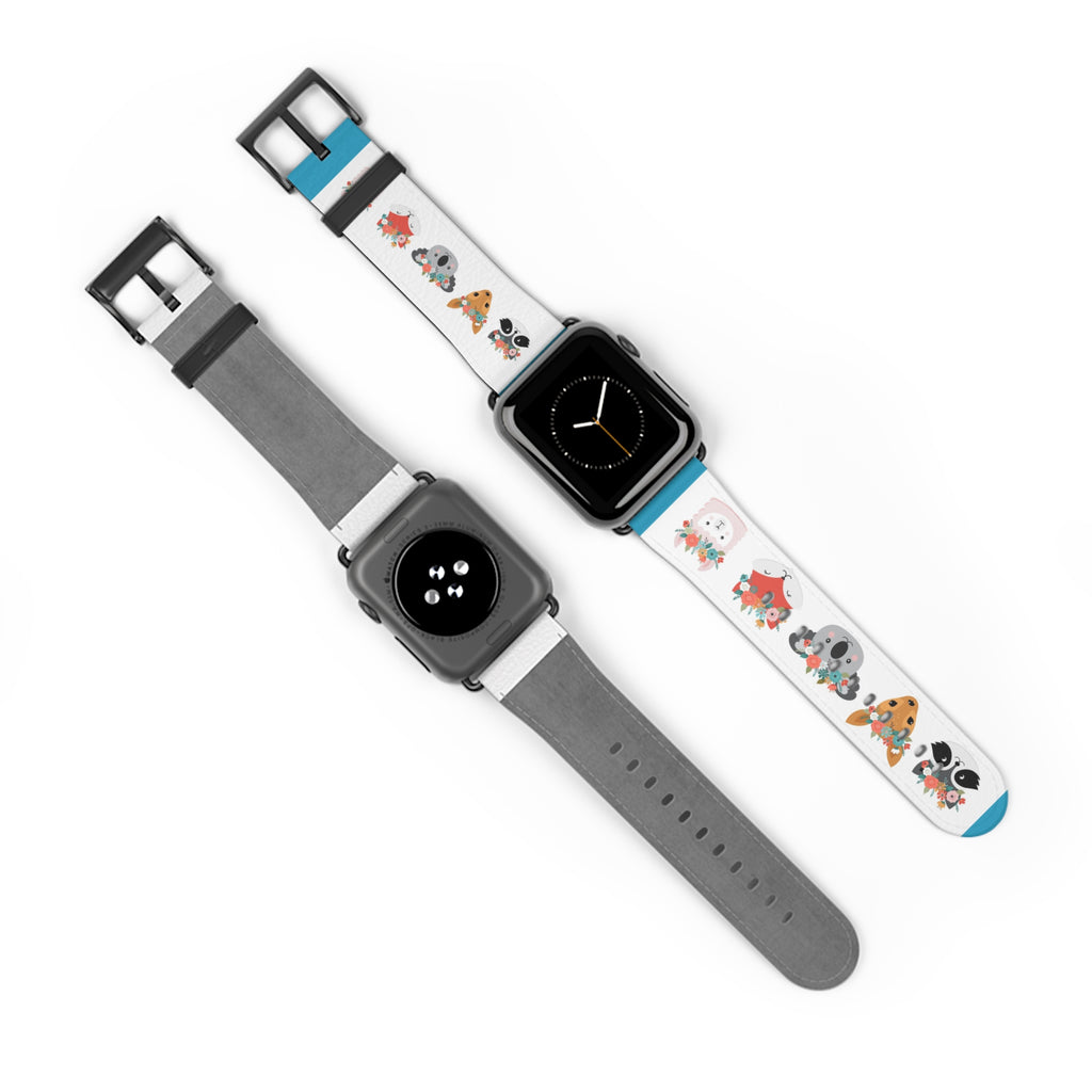 Cute Woodland Animals Watch Band — Floral Fox, Koala & Raccoon Apple Watch Strap