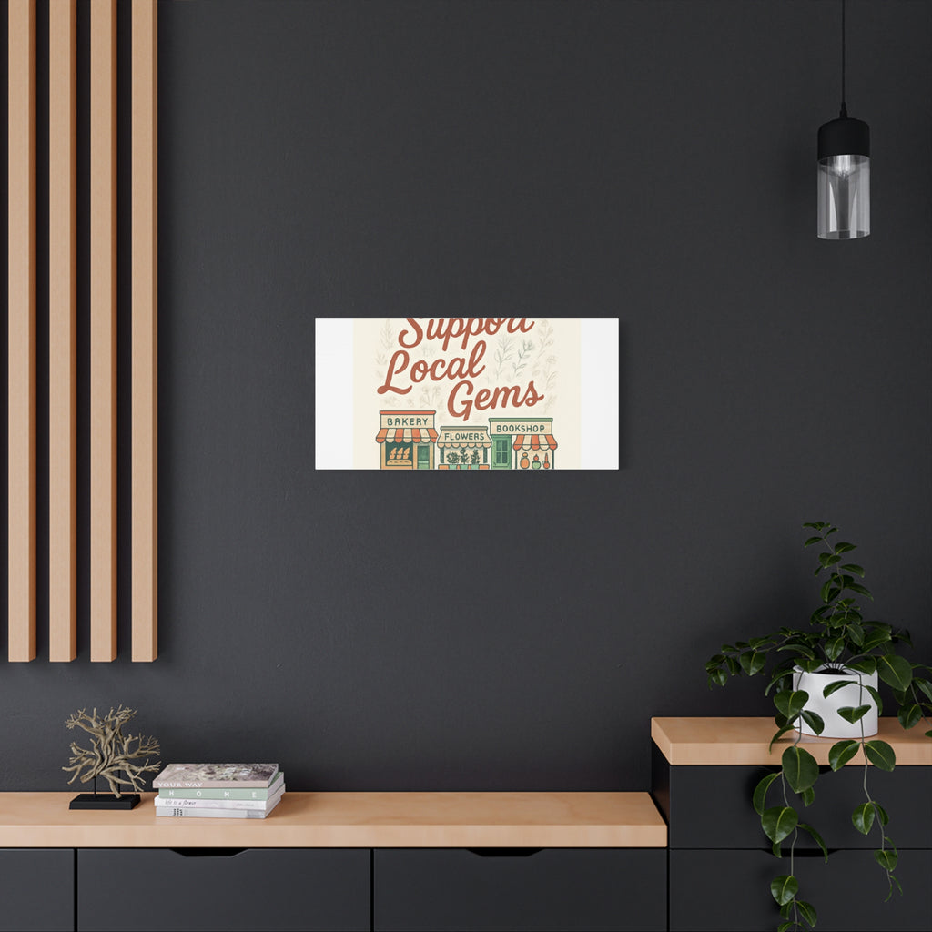 Support Local Gems Canvas Wall Art — Small Business Bakery Flowers Bookshop Print