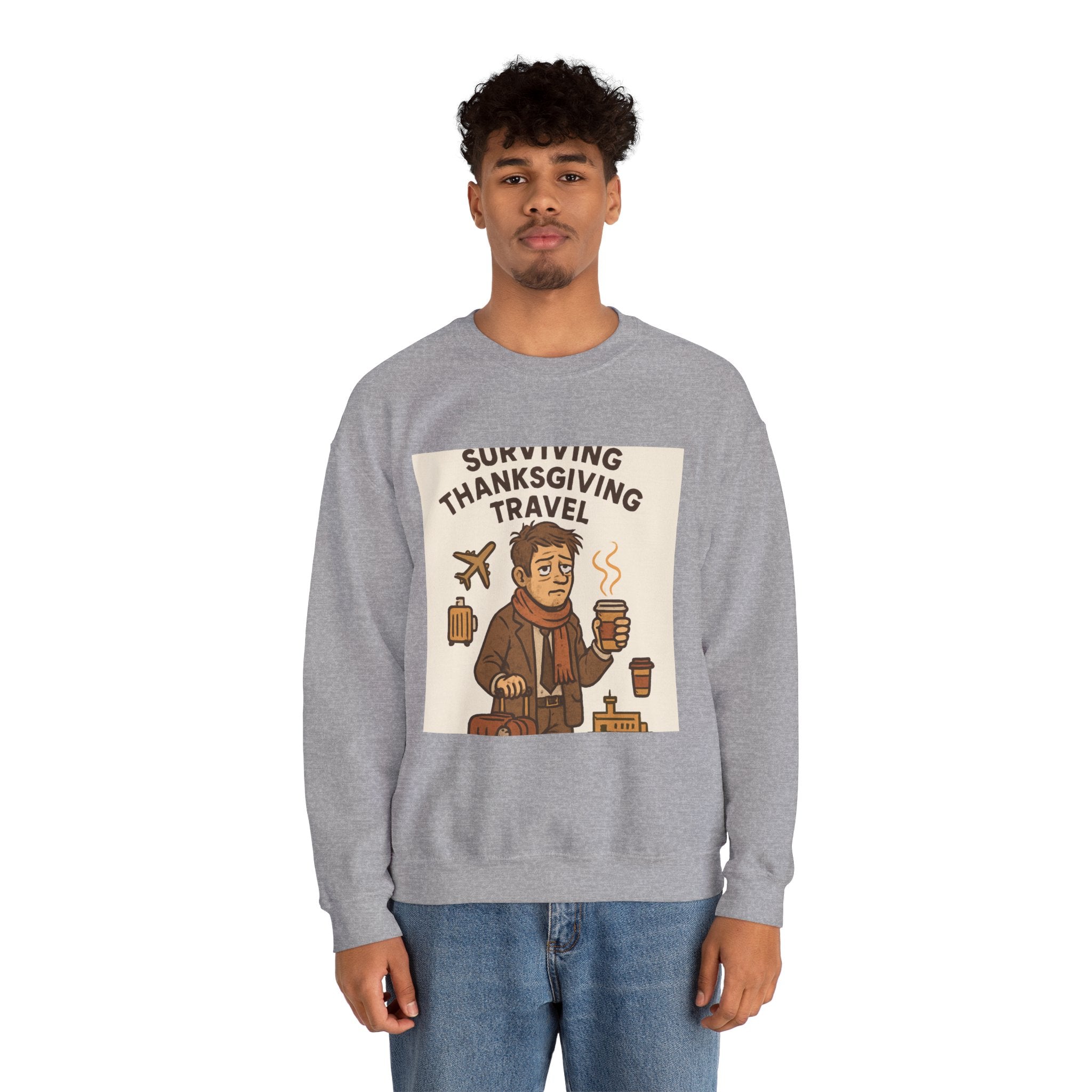 Thanksgiving Travel Sweatshirt — "Surviving Thanksgiving Travel" Crewneck