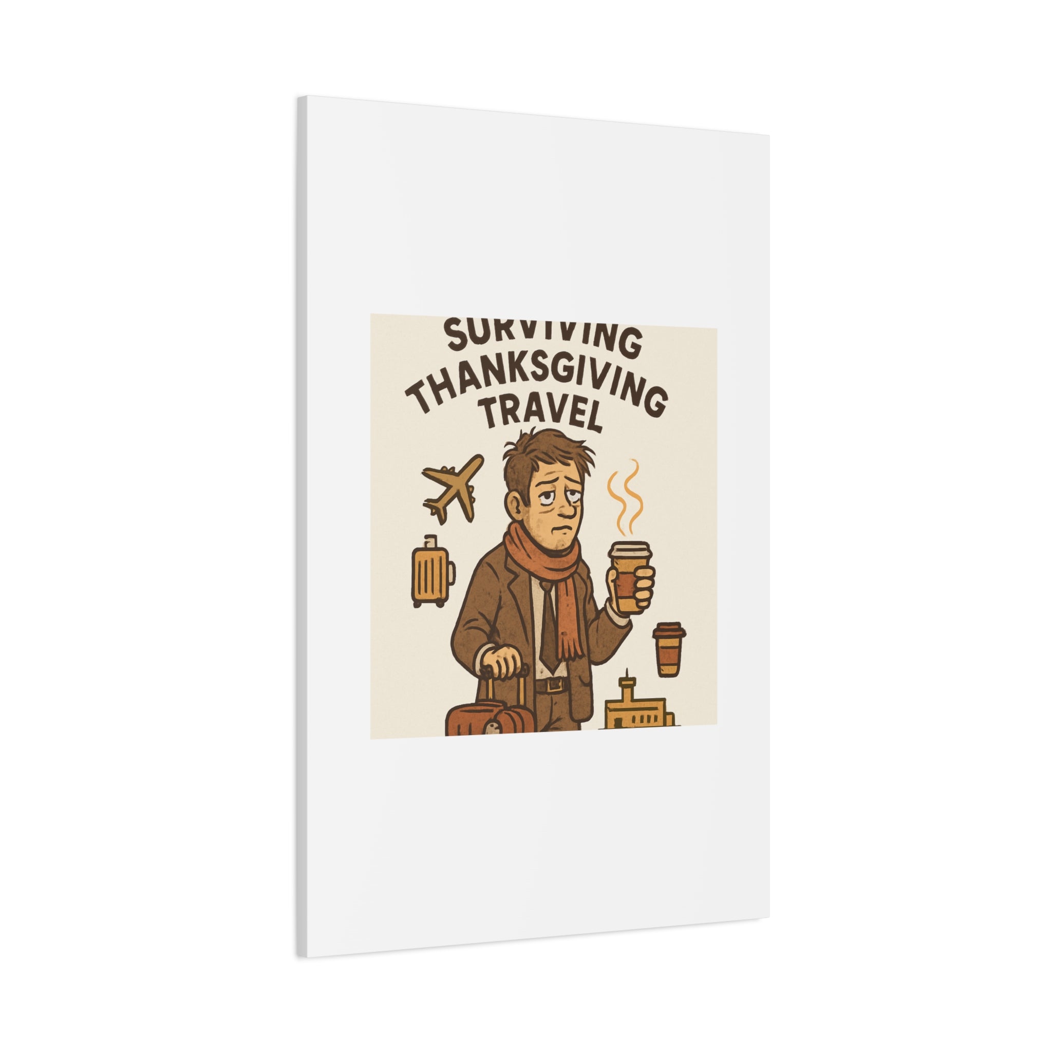 Surviving Thanksgiving Travel Canvas Art — Funny Travel Humor Wall Decor