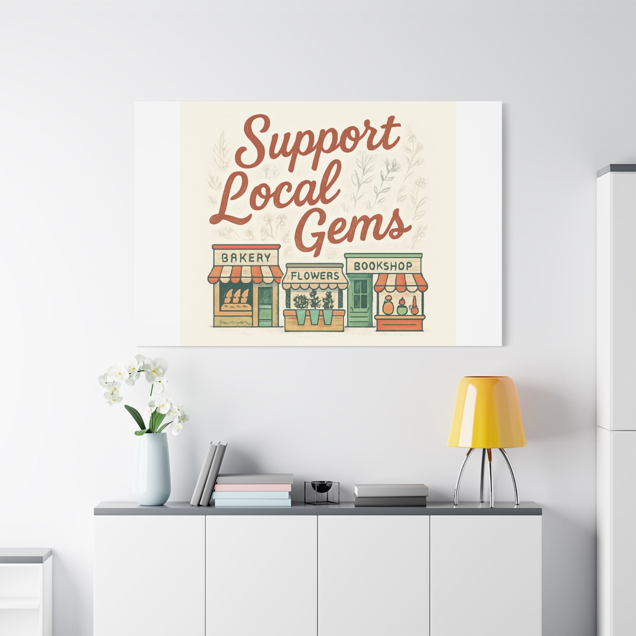 Support Local Gems Canvas Wall Art — Small Business Bakery Flowers Bookshop Print