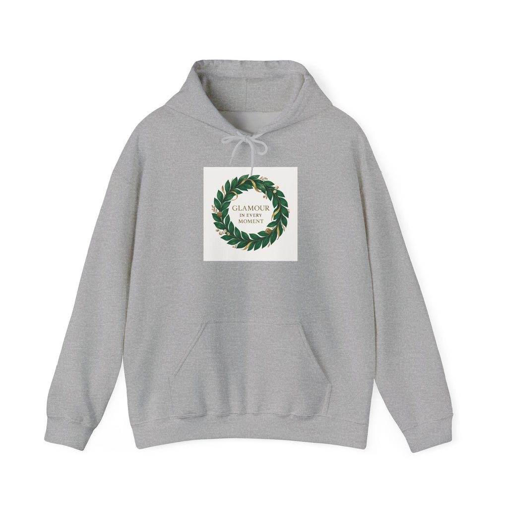 Hoodie — 'Glamour Is My Weapon' Wreath Graphic Pullover