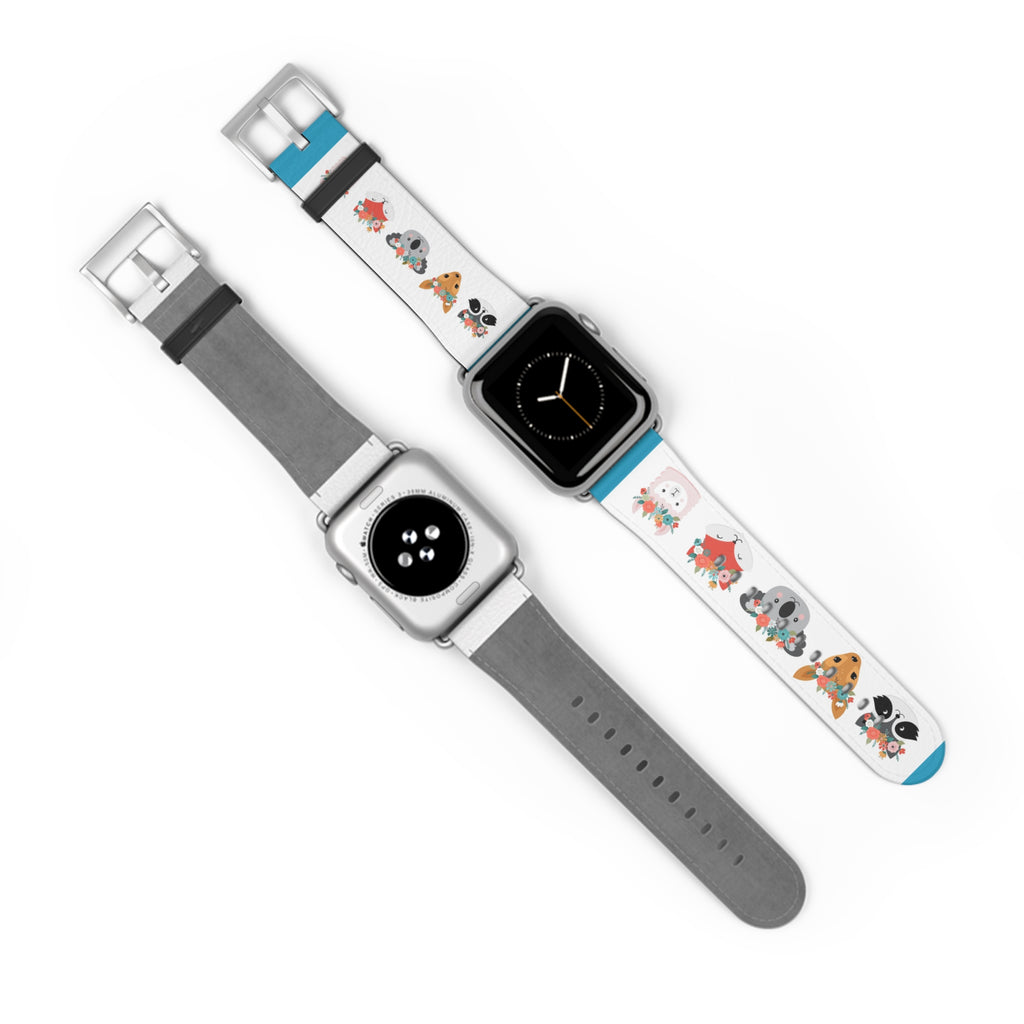 Cute Woodland Animals Watch Band — Floral Fox, Koala & Raccoon Apple Watch Strap