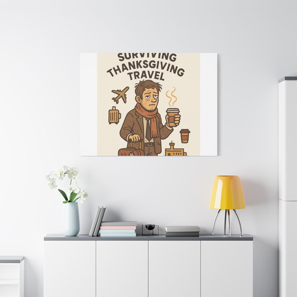 Surviving Thanksgiving Travel Canvas Art — Funny Travel Humor Wall Decor
