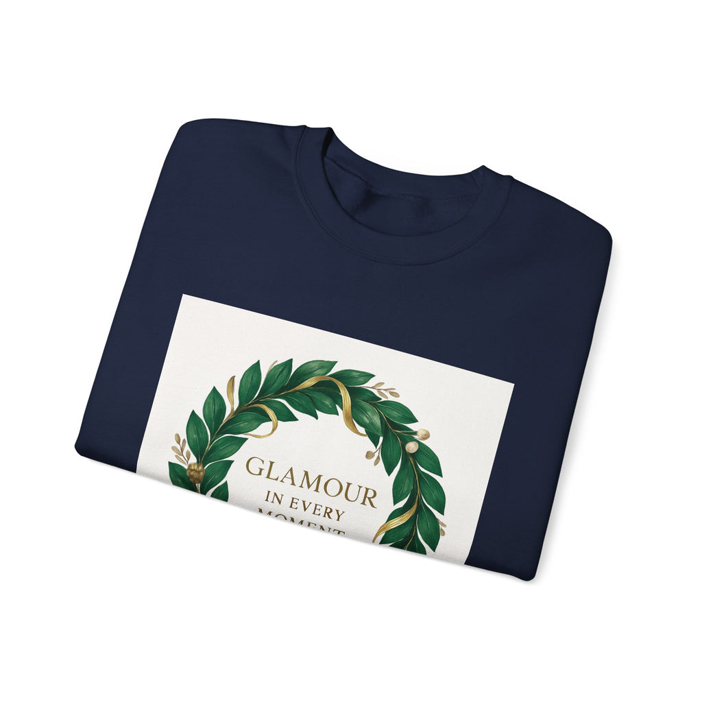 Crewneck Sweatshirt — "Glamour In Every Moment" Wreath Graphic