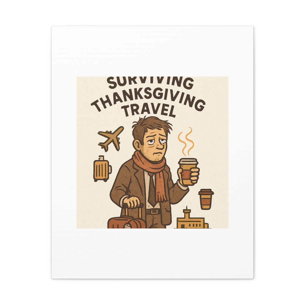 Surviving Thanksgiving Travel Canvas Art — Funny Travel Humor Wall Decor