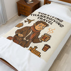 Velveteen Blanket — "Surviving Thanksgiving Travel" Cozy Holiday Travel Throw