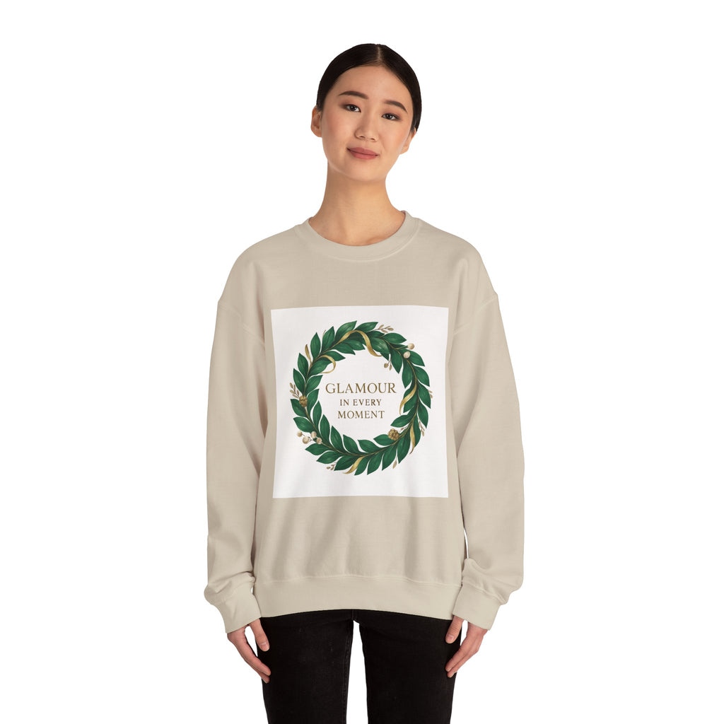 Crewneck Sweatshirt — "Glamour In Every Moment" Wreath Graphic