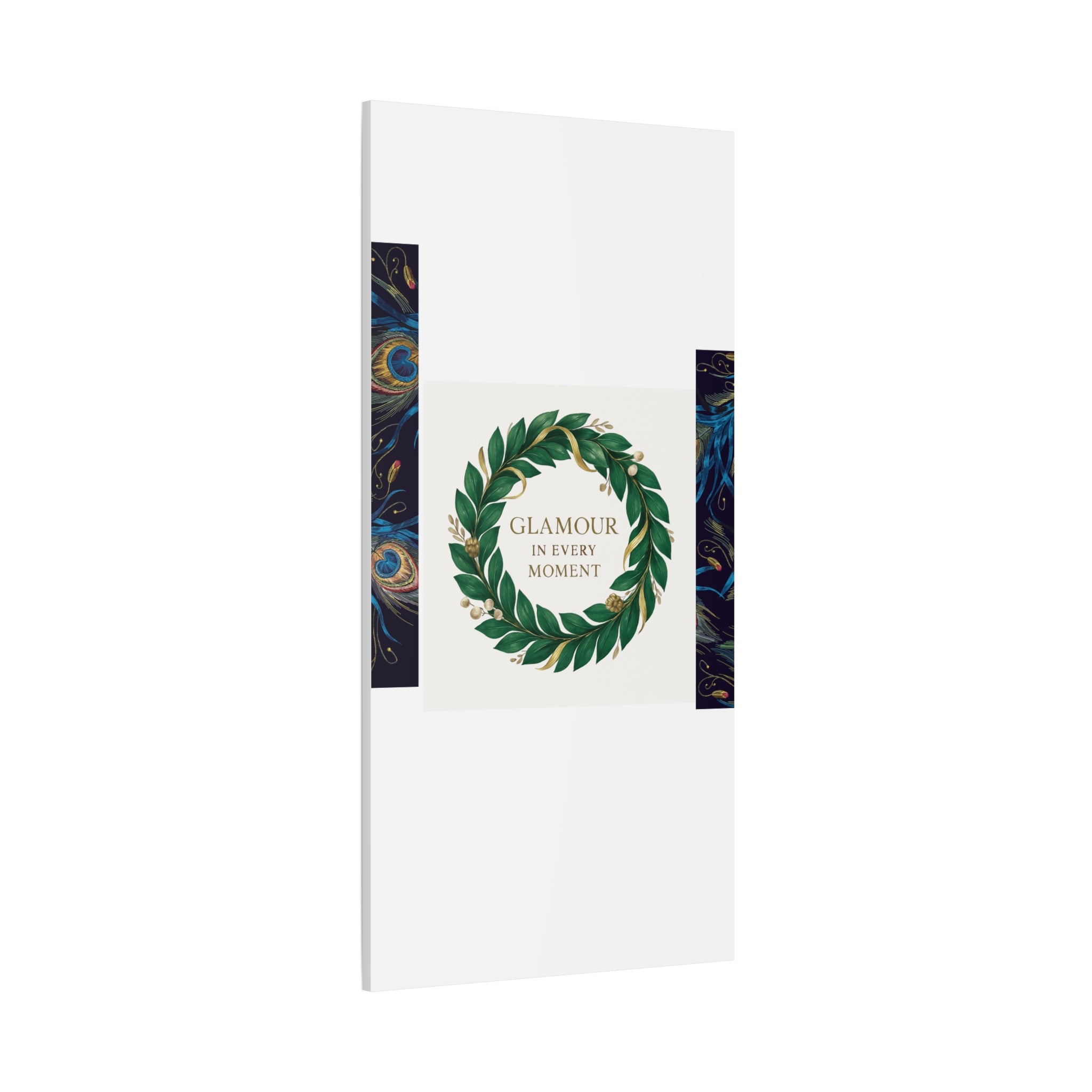 Canvas Wall Art - 'Glamour in Every Moment' Green Laurel Wreath