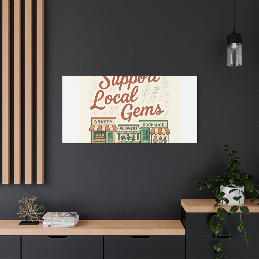 Support Local Gems Canvas Wall Art — Small Business Bakery Flowers Bookshop Print
