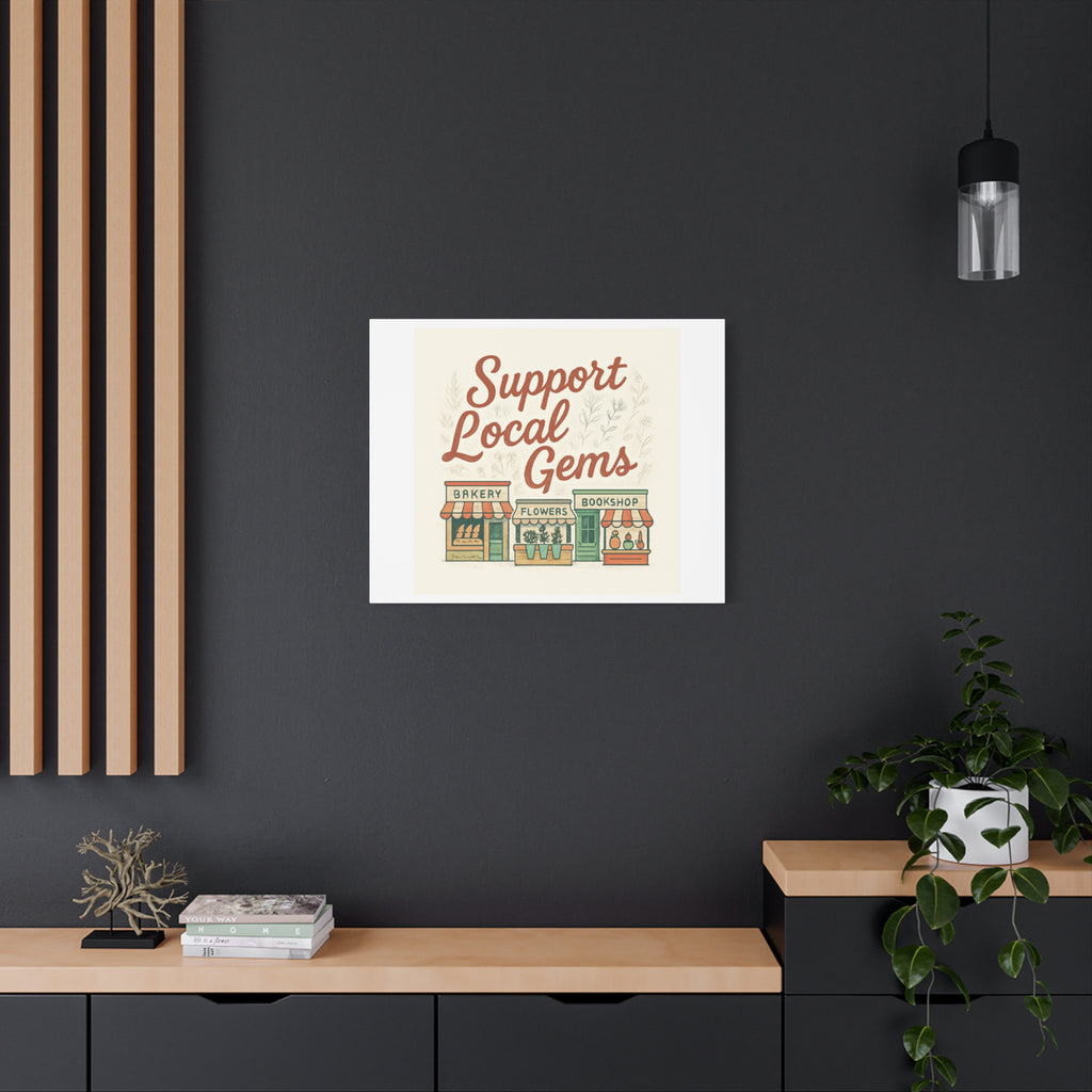 Support Local Gems Canvas Wall Art — Small Business Bakery Flowers Bookshop Print