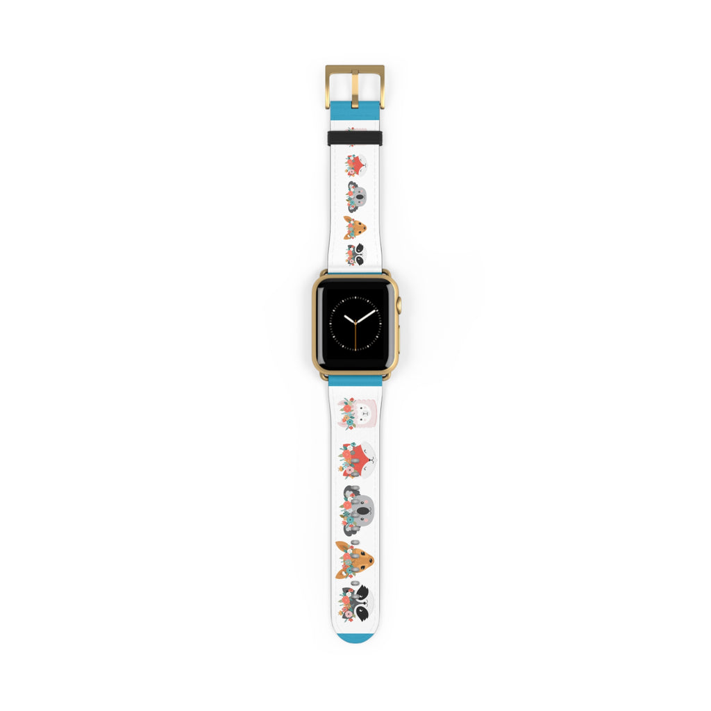 Cute Woodland Animals Watch Band — Floral Fox, Koala & Raccoon Apple Watch Strap
