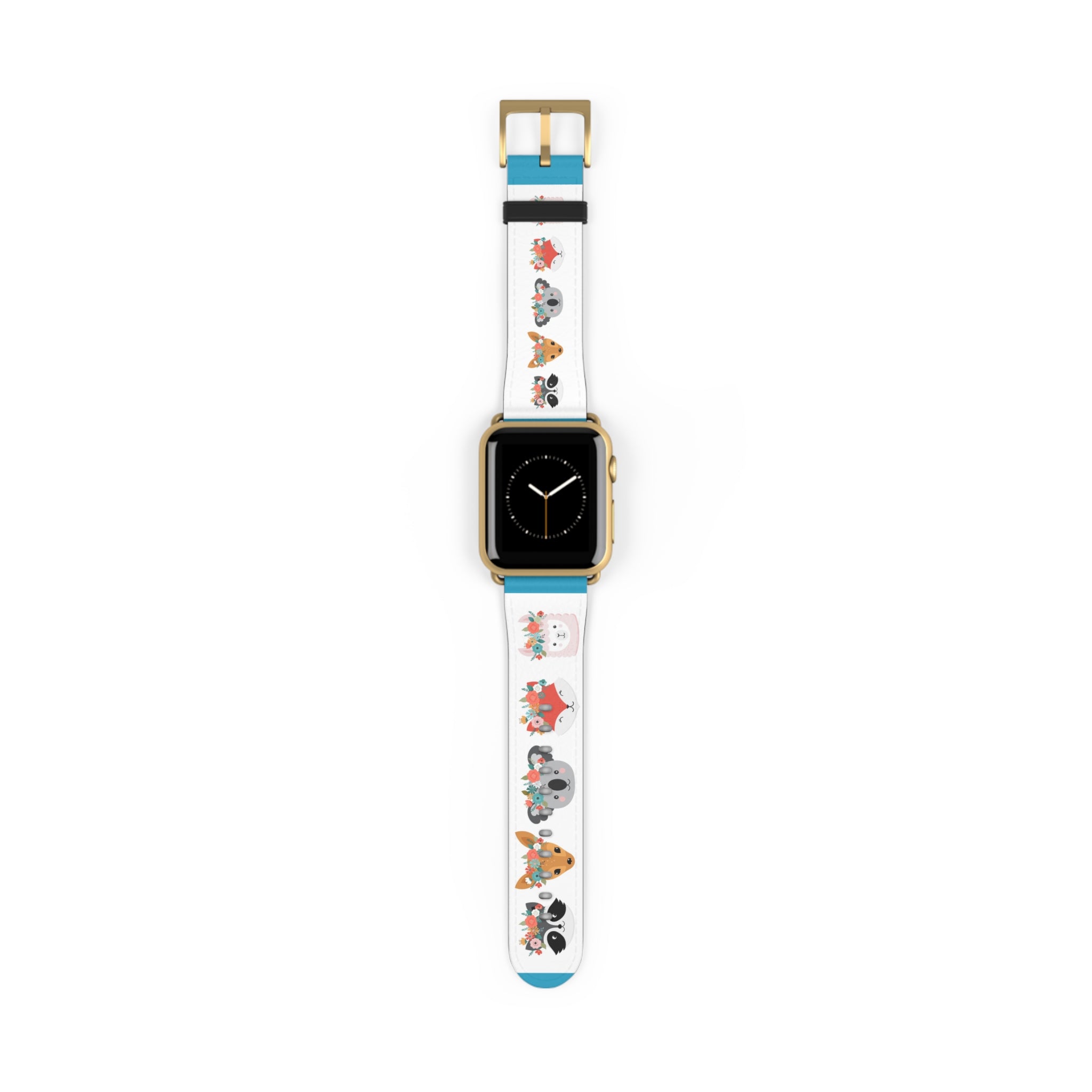 Cute Woodland Animals Watch Band — Floral Fox, Koala & Raccoon Apple Watch Strap