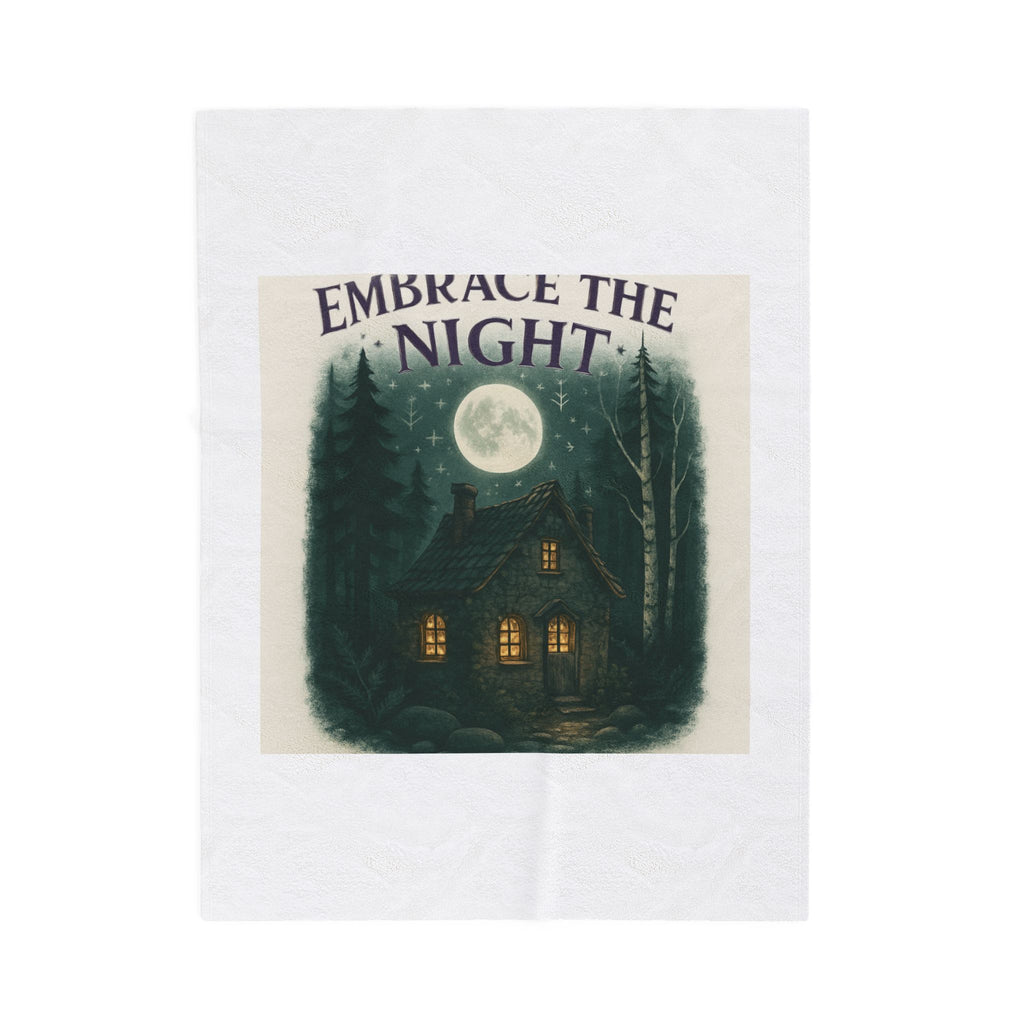 Embrace the Night Velveteen Plush Blanket — Cozy Moonlit Cabin Throw