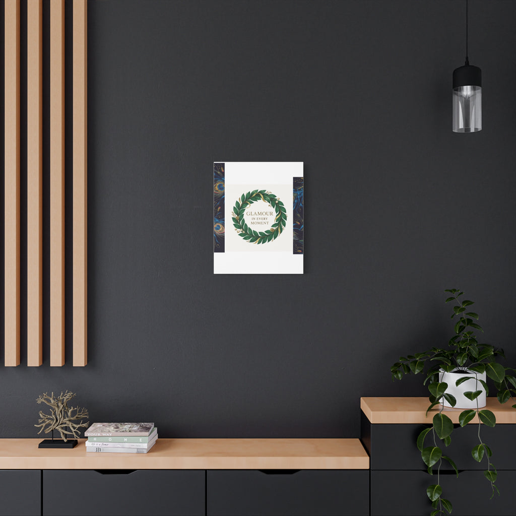 Canvas Wall Art - 'Glamour in Every Moment' Green Laurel Wreath