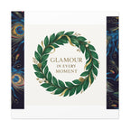 Canvas Wall Art - 'Glamour in Every Moment' Green Laurel Wreath