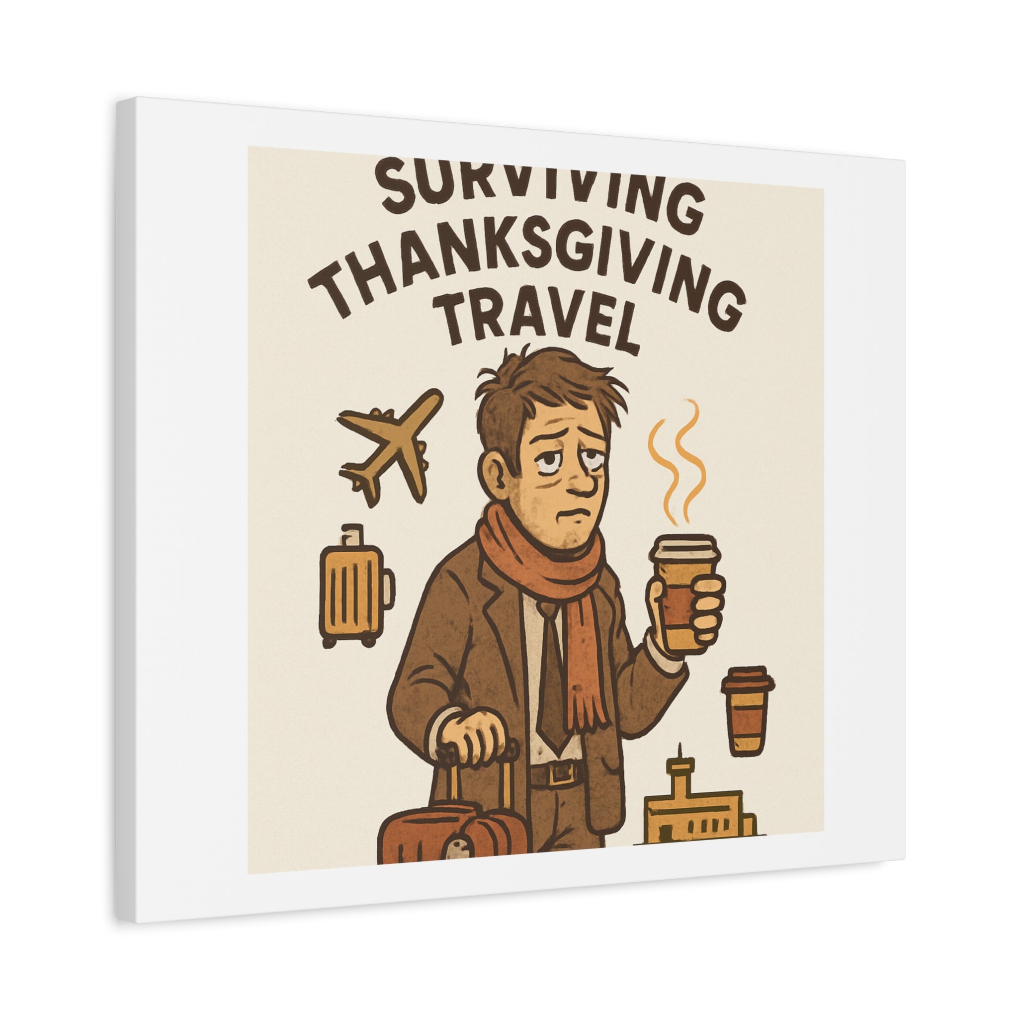 Surviving Thanksgiving Travel Canvas Art — Funny Travel Humor Wall Decor