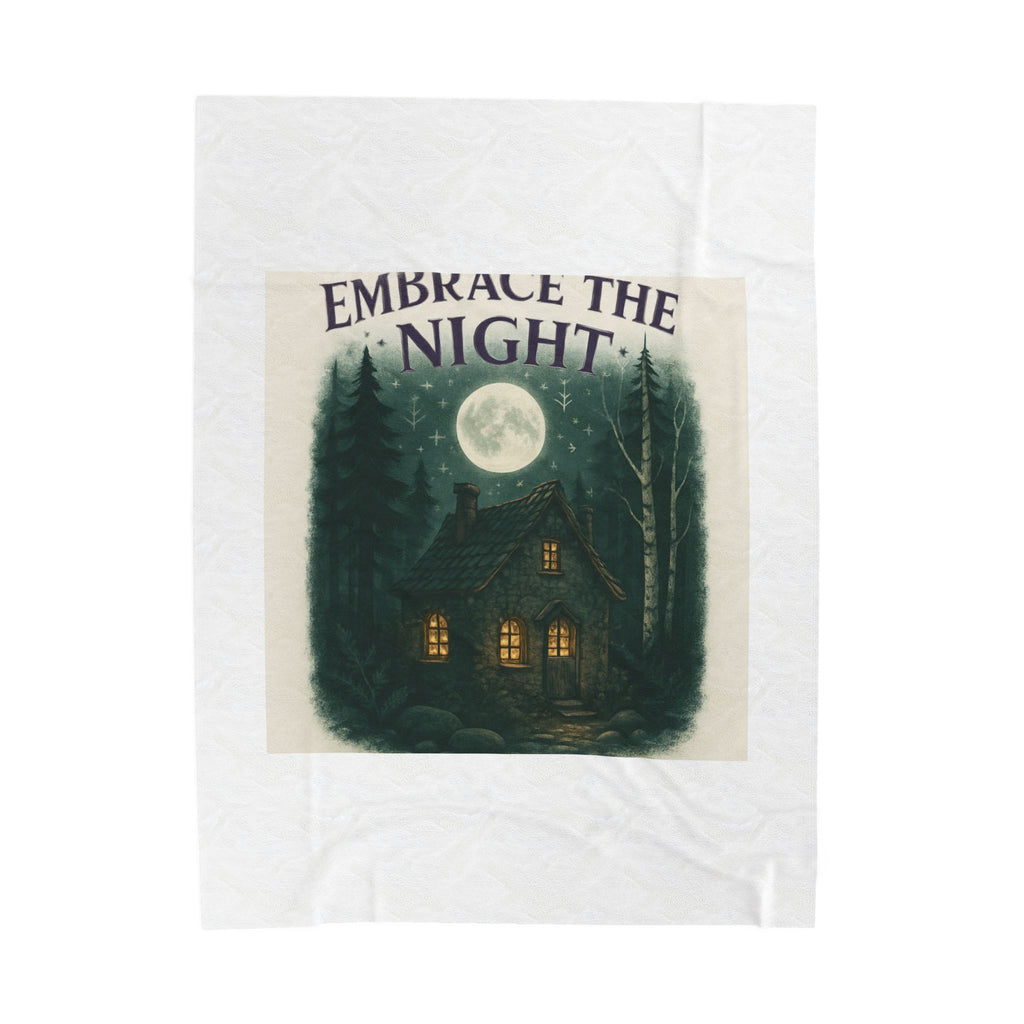 Embrace the Night Velveteen Plush Blanket — Cozy Moonlit Cabin Throw