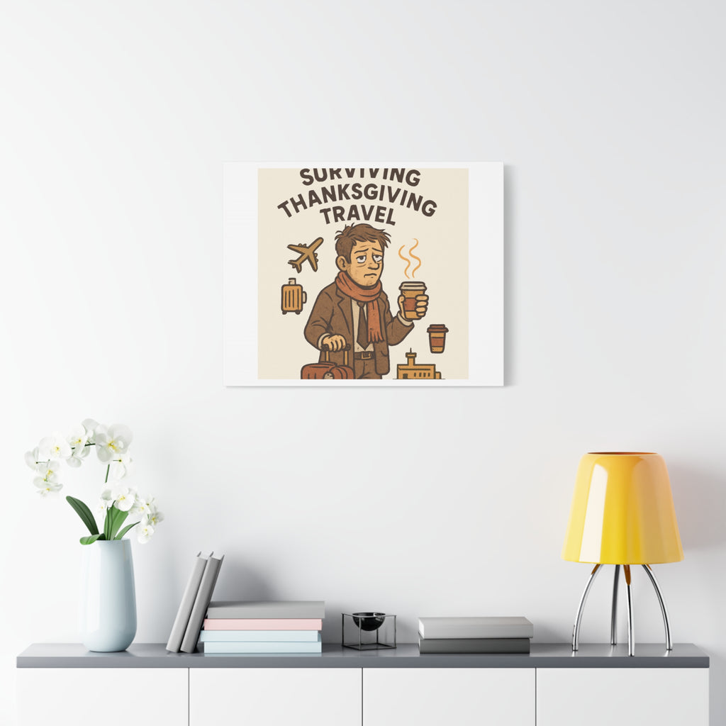 Surviving Thanksgiving Travel Canvas Art — Funny Travel Humor Wall Decor