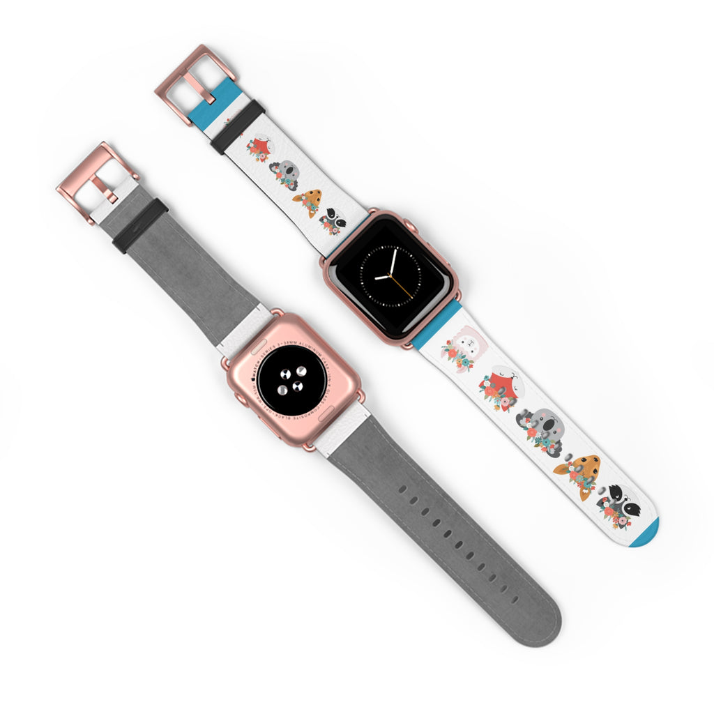 Cute Woodland Animals Watch Band — Floral Fox, Koala & Raccoon Apple Watch Strap