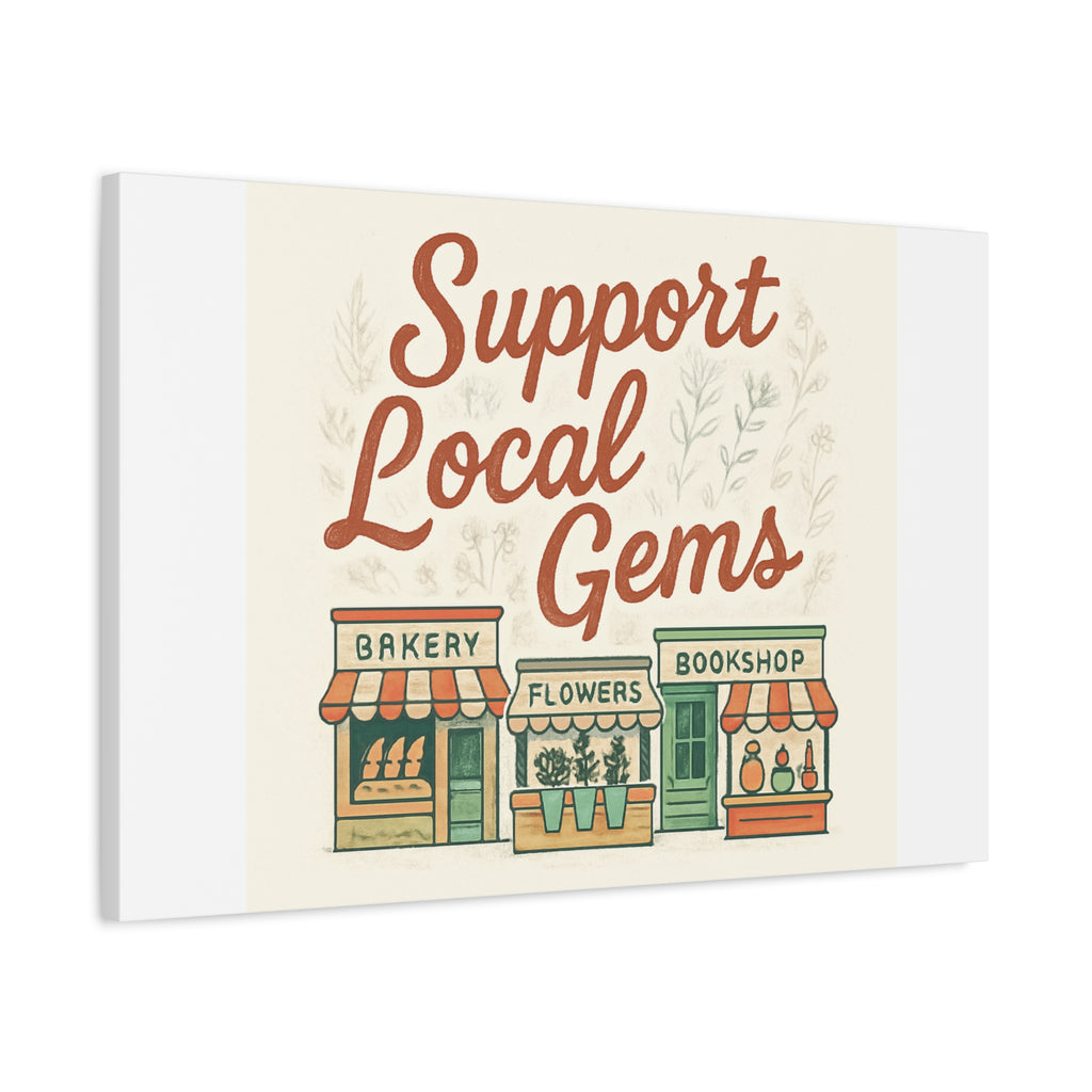 Support Local Gems Canvas Wall Art — Small Business Bakery Flowers Bookshop Print