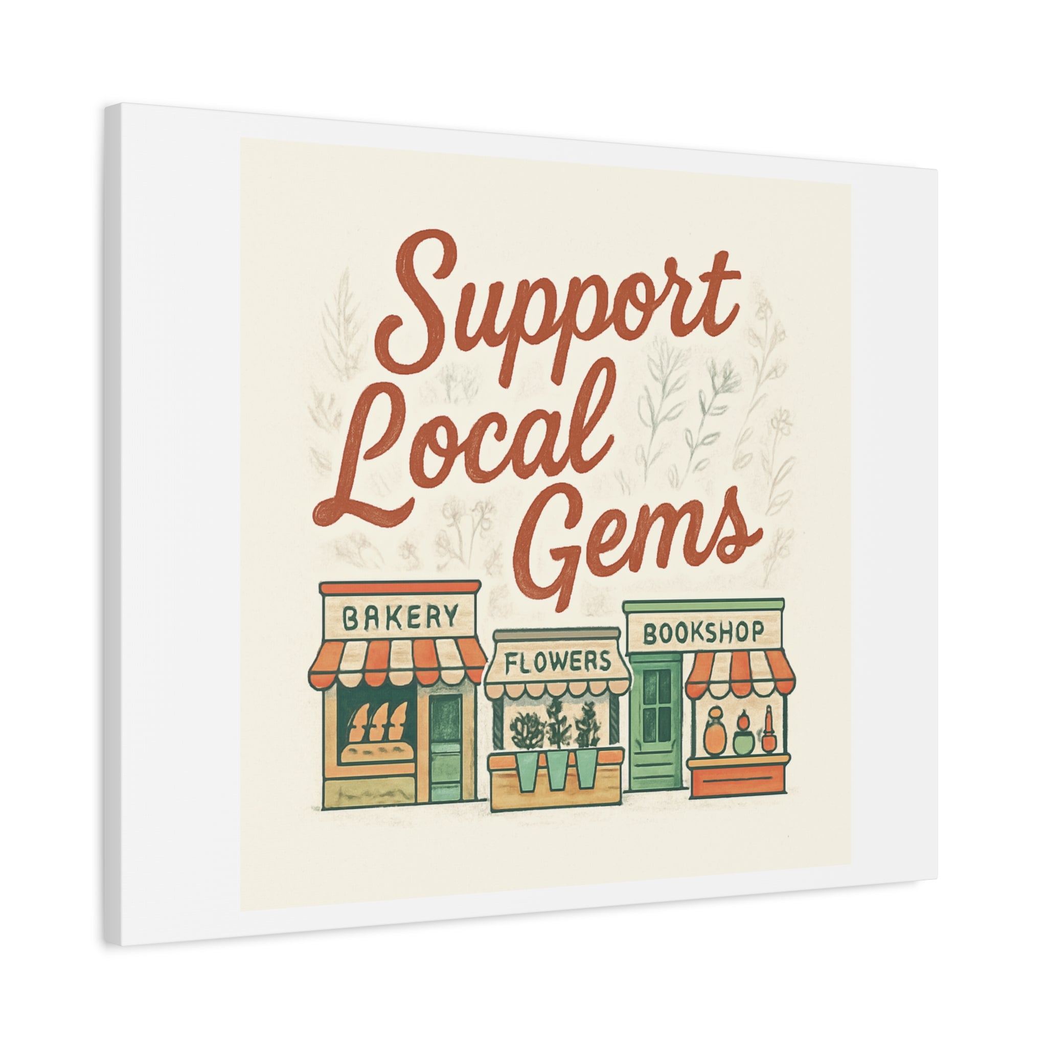 Support Local Gems Canvas Wall Art — Small Business Bakery Flowers Bookshop Print