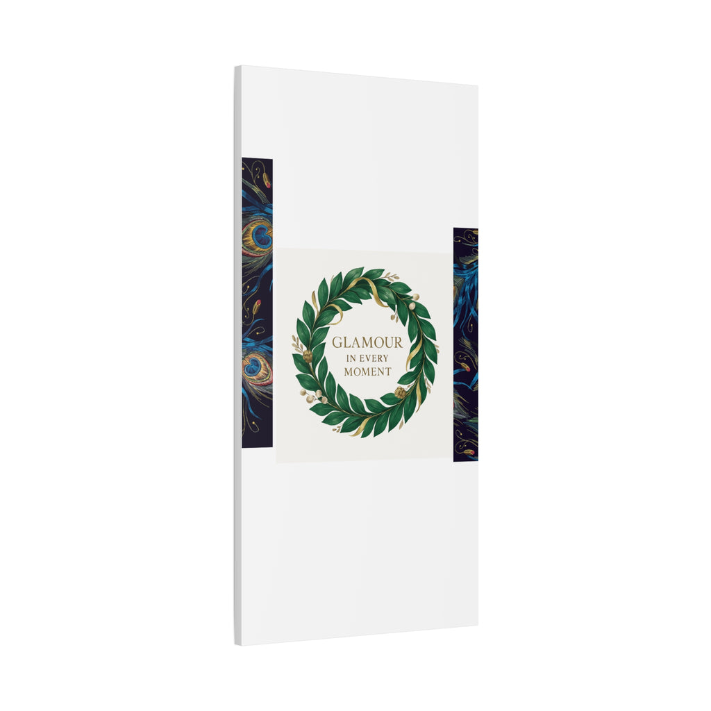 Canvas Wall Art - 'Glamour in Every Moment' Green Laurel Wreath