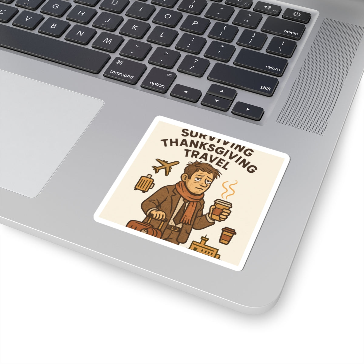 Sticker — "Surviving Thanksgiving Travel" Funny Holiday Travel Sticker
