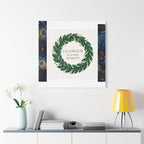 Canvas Wall Art - 'Glamour in Every Moment' Green Laurel Wreath